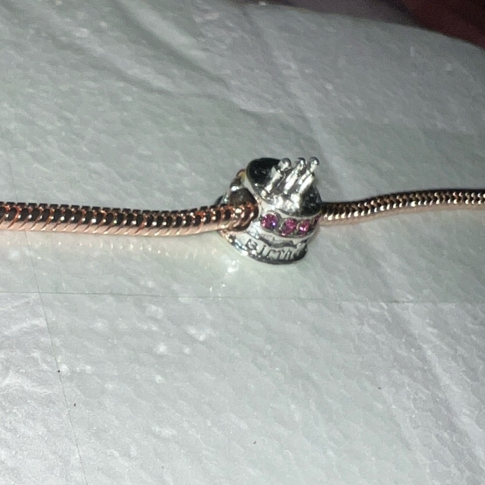 Silver & Pink Birthday Cake "Birthday" Charm For Pandora Braclets - Picture 7 of 7
